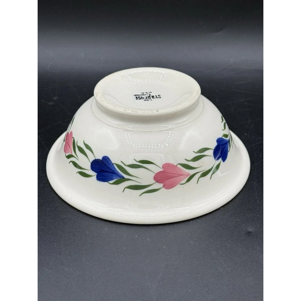 Vintage Syracuse China Bowl Pink Blue Floral 1-66 USA Cottagecore Replacement